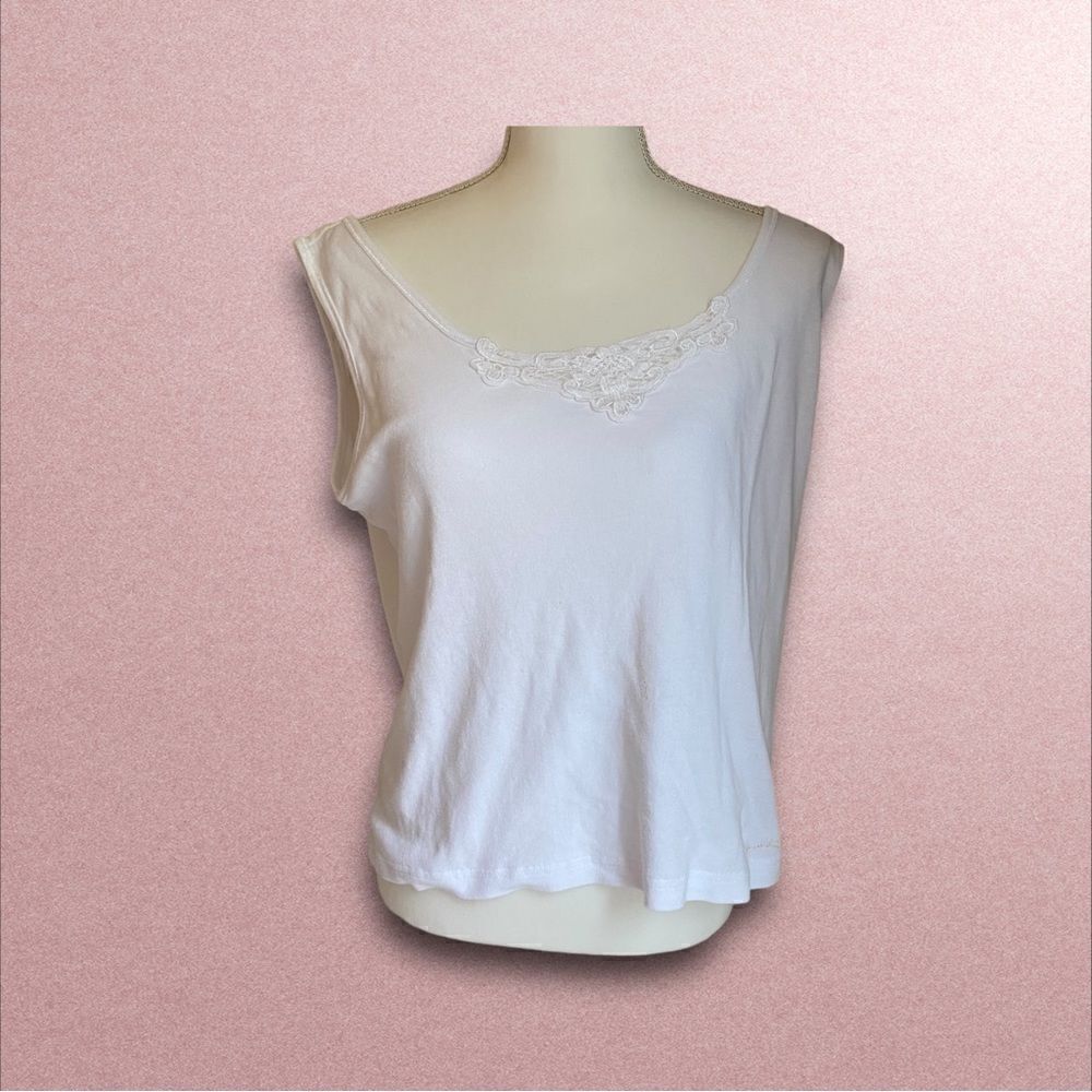 STEVE Cotton Tank Top Lace Trim Size 1X